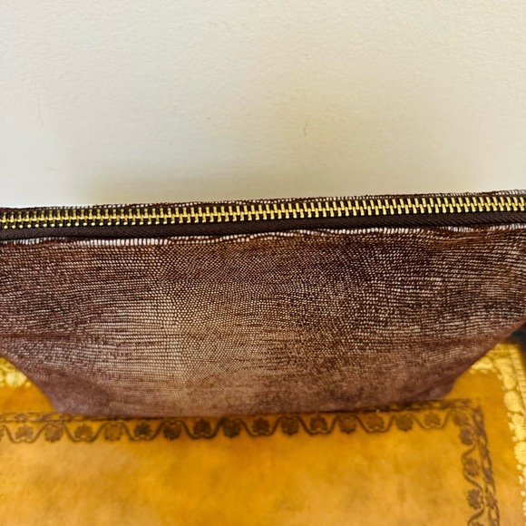 India Hicks Insider Stingray Gecko Brown Leather Clutch with Dustbag NEW - Picture 5 of 14